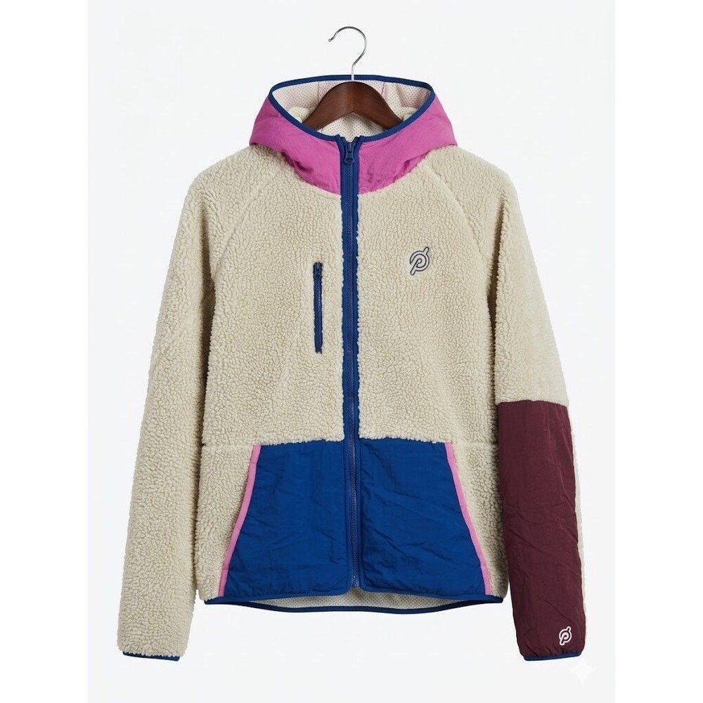Peloton Women's Color Block Sherpa Fleece Full-Zip Hoodie Jacket L